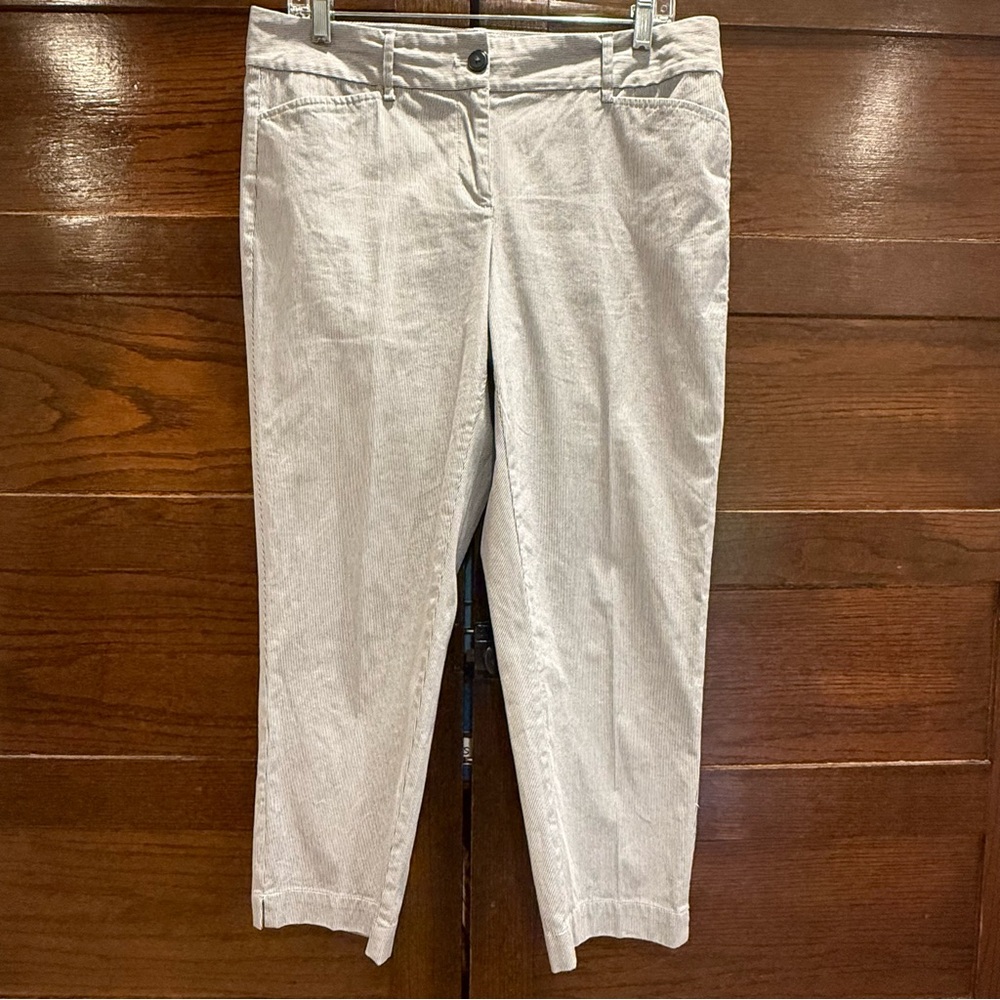 Ann Taylor LOFT sz 8 pin striped Ankle Jeans chinos slacks cropped cotton pants